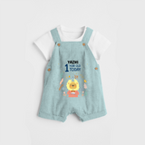 Commemorate your little one's 1st Year with a custom Dungaree set, personalized with their name! - ARCTIC BLUE - 0 - 5 Months Old (Chest 17")