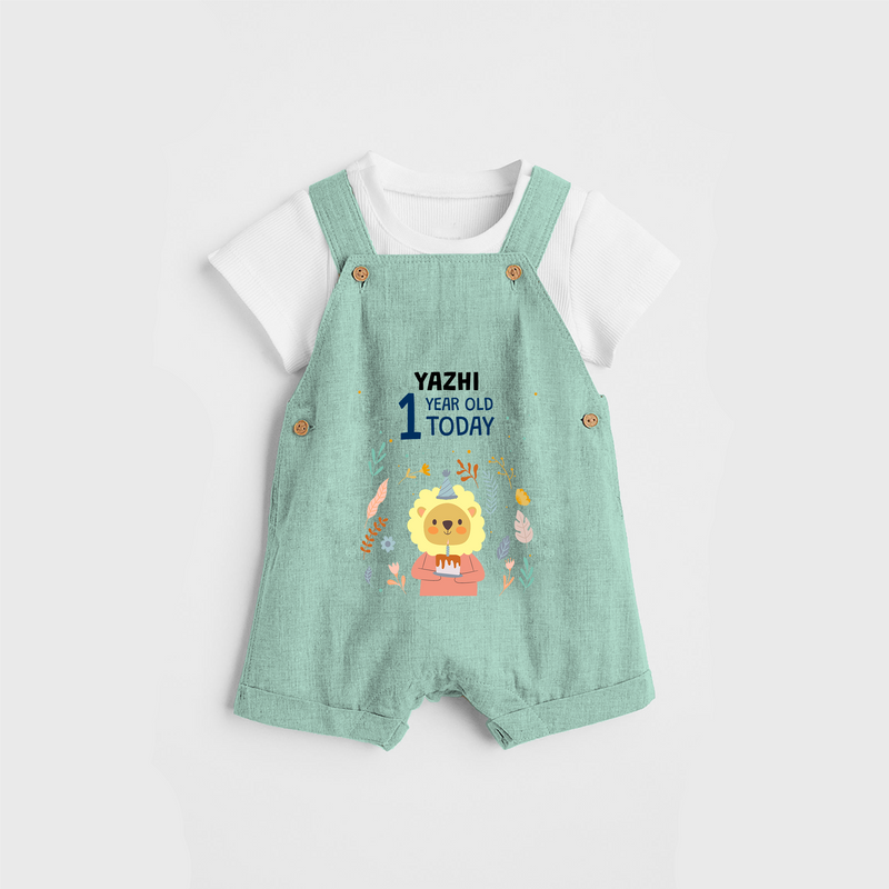 Commemorate your little one's 1st Year with a custom Dungaree set, personalized with their name! - LIGHT GREEN - 0 - 5 Months Old (Chest 17")