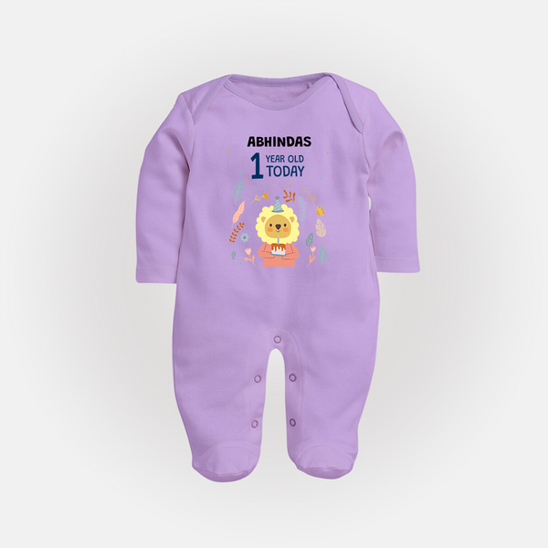 Cute Newborn Full Sleeve Bodysuit/ Sleep Suit/ Jumpsuit for 1 Year | Custom Name & Style Options - LILAC - New Born (Chest 7.5")