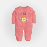 Celebrate The Magic Of Your Baby's First Year Birthday With Our Elegant And Customized Sleep Suit For Babies - PEACH - New Born (Chest 7.5")