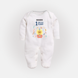 Celebrate The Magic Of Your Baby's First Year Birthday With Our Elegant And Customized Sleep Suit For Babies - WHITE - New Born (Chest 7.5")