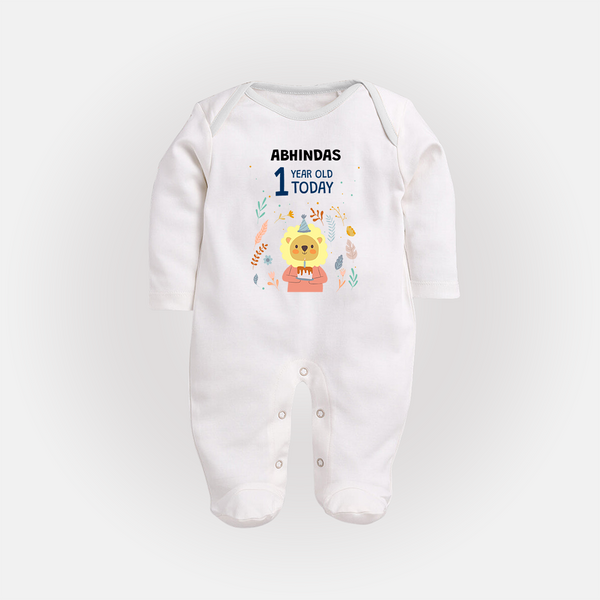 Cute Newborn Full Sleeve Bodysuit/ Sleep Suit/ Jumpsuit for 1 Year | Custom Name & Style Options - WHITE - New Born (Chest 7.5")