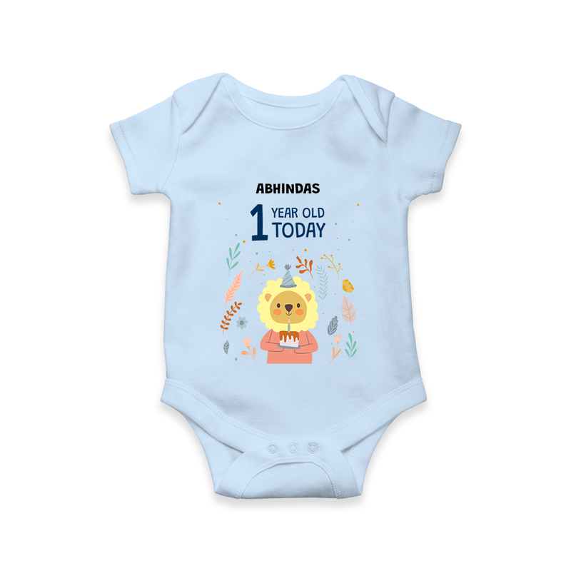 Celebrate The Magic Of Your Baby's First Year Birthday With Our Elegant And Customized Romper For Babies - BABY BLUE - 0 - 3 Months Old (Chest 16")