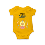 Commemorate your little one's 12th month with a custom romper/onesie, personalized with their name! - CHROME YELLOW - 0 - 3 Months Old (Chest 16")