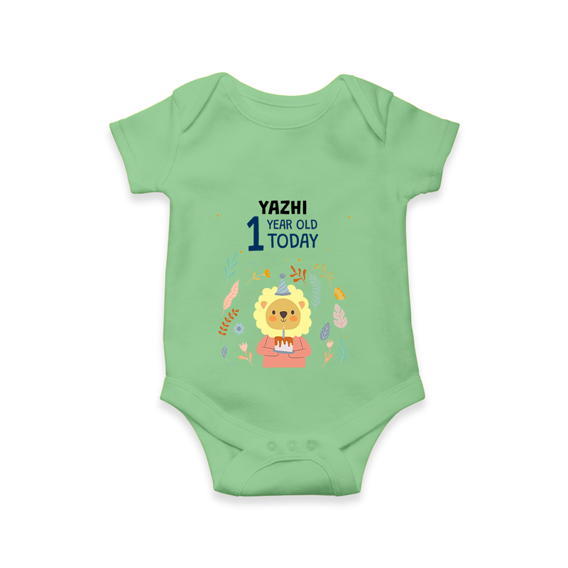 Commemorate your little one's 1 year with a custom romper/onesie, personalized with their name! - GREEN - 0 - 3 Months Old (Chest 16")