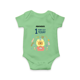 Celebrate The Magic Of Your Baby's First Year Birthday With Our Elegant And Customized Romper For Babies - GREEN - 0 - 3 Months Old (Chest 16")