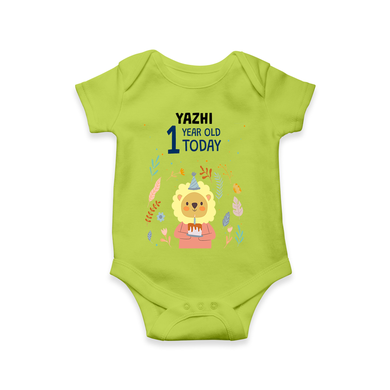 Commemorate your little one's 12th month with a custom romper/onesie, personalized with their name! - LIME GREEN - 0 - 3 Months Old (Chest 16")