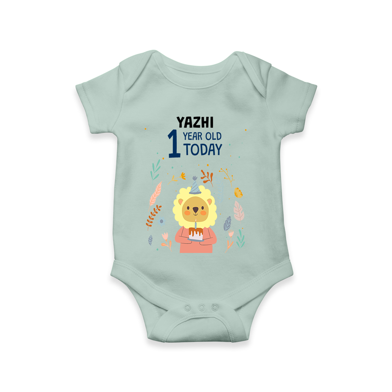 Commemorate your little one's 1 year with a custom romper/onesie, personalized with their name! - MINT GREEN - 0 - 3 Months Old (Chest 16")