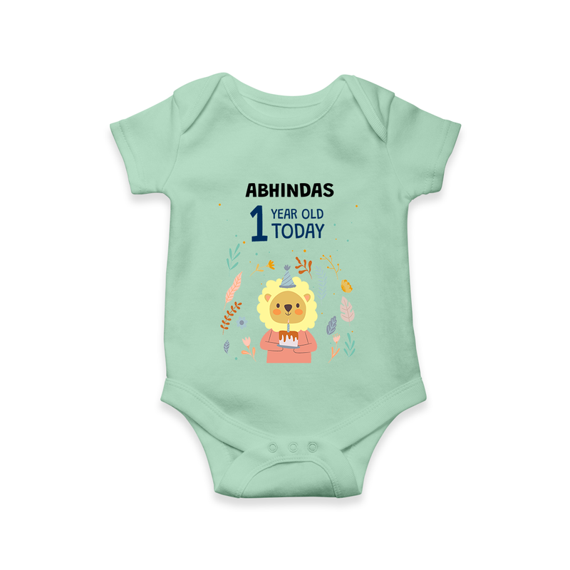Cute Newborn Romper/Onesie for 1 Year | Custom Name & Style Options - MINT GREEN - New Born (Chest 14")