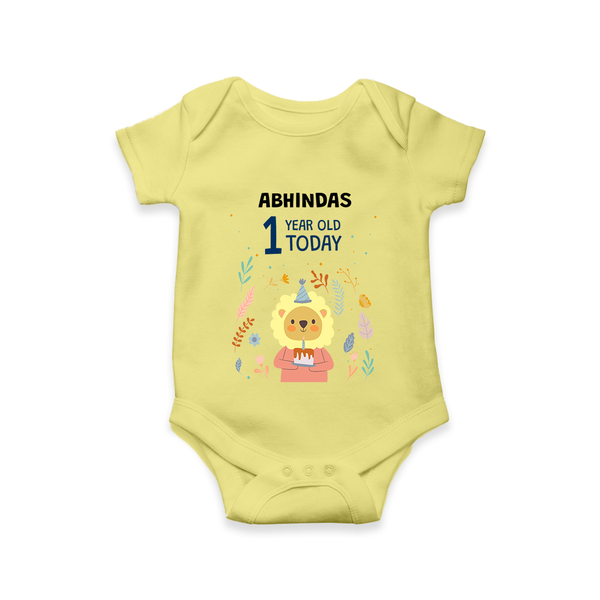 Cute Newborn Romper/Onesie for 1 Year | Custom Name & Style Options - PASTEL YELLOW - New Born (Chest 14")