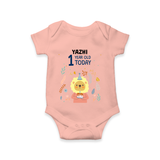 Commemorate your little one's 1 year with a custom romper/onesie, personalized with their name! - PEACH - 0 - 3 Months Old (Chest 16")