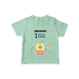 Cute Newborn T-Shirt for 1 Year | Custom Name & Style Options - MINT GREEN - 0-5 Months Old (Chest 17")