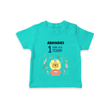 Cute Newborn T-Shirt for 1 Year | Custom Name & Style Options - TEAL - 0-5 Months Old (Chest 17")