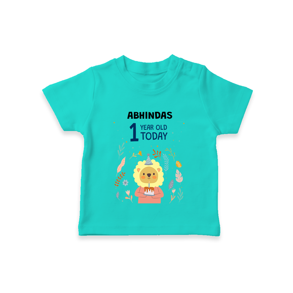 Cute Newborn T-Shirt for 1 Year | Custom Name & Style Options - TEAL - 0-5 Months Old (Chest 17")