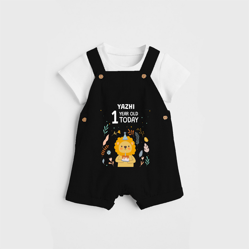 Commemorate your little one's 1st Year with a custom Dungaree set, personalized with their name! - BLACK - 0 - 5 Months Old (Chest 17")