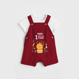 Commemorate your little one's 1st Year with a custom Dungaree set, personalized with their name! - RED - 0 - 5 Months Old (Chest 17")