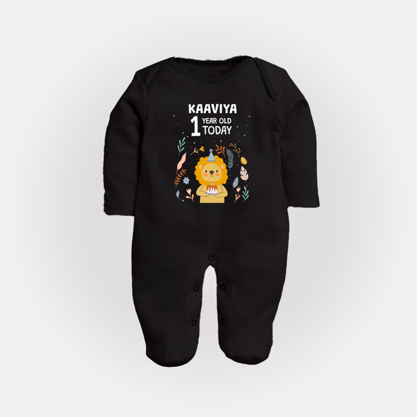 Cute Newborn Full Sleeve Bodysuit/ Sleep Suit/ Jumpsuit for 1 Year | Custom Name & Style Options - BLACK - New Born (Chest 7.5")