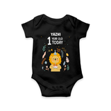 Commemorate your little one's 1 year with a custom romper/onesie, personalized with their name! - BLACK - 0 - 3 Months Old (Chest 16")