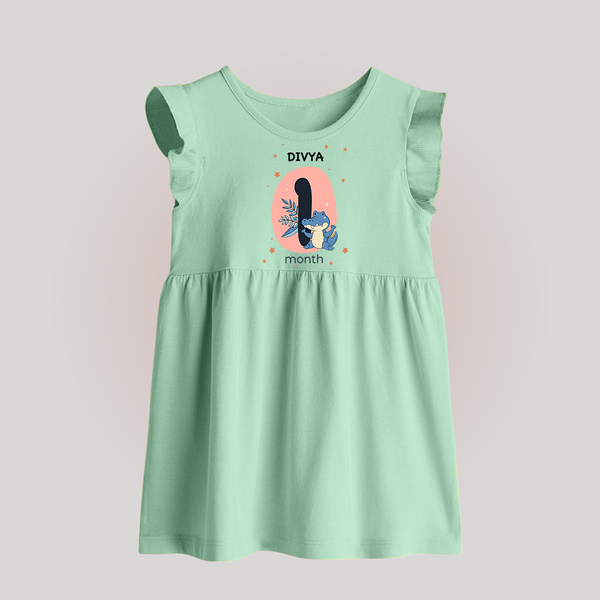 Baby Baby Frock Birthday Outfit - 1st Month | Personalized Baby Frock | Cozy Cotton Fabric - MINT GREEN - 0 - 3 Months Old (Chest 17")