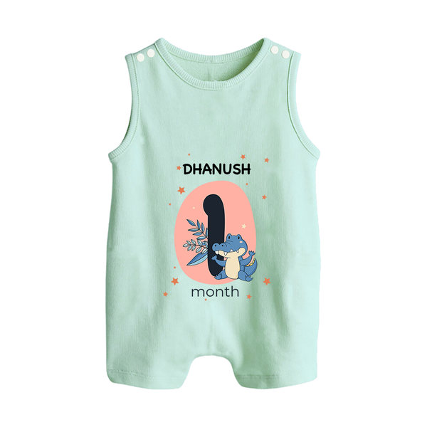 Baby Romper Suit/ Sleeveless Romper Birthday Outfit - 1st Month | Personalized Romper Suit/ Sleeveless Romper | Cozy Cotton Fabric - MINT GREEN - 0 - 5 Months Old (Chest 18")