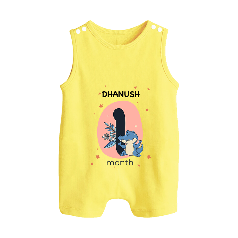Baby Romper Suit/ Sleeveless Romper Birthday Outfit - 1st Month | Personalized Romper Suit/ Sleeveless Romper | Cozy Cotton Fabric - PASTEL YELLOW - 0 - 5 Months Old (Chest 18")