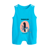 Baby Romper Suit/ Sleeveless Romper Birthday Outfit - 1st Month | Personalized Romper Suit/ Sleeveless Romper | Cozy Cotton Fabric - SKY BLUE - 0 - 5 Months Old (Chest 18")