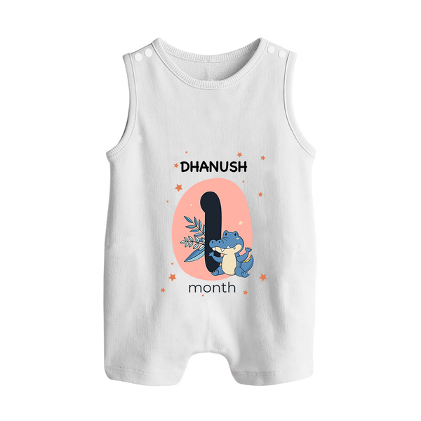 Baby Romper Suit/ Sleeveless Romper Birthday Outfit - 1st Month | Personalized Romper Suit/ Sleeveless Romper | Cozy Cotton Fabric - WHITE - 0 - 5 Months Old (Chest 18")