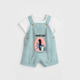 Commemorate your little one's 1st month with a customized Dungaree Set - ARCTIC BLUE - 0 - 5 Months Old (Chest 17")