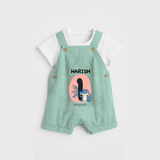 Commemorate your little one's 1st month with a customized Dungaree Set - LIGHT GREEN - 0 - 5 Months Old (Chest 17")