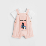 Commemorate your little one's 1st month with a customized Dungaree Set - PEACH - 0 - 5 Months Old (Chest 17")