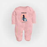 Baby Full Sleeve Bodysuit/ Sleep Suit/ Jumpsuit Birthday Outfit - 1st Month | Personalized Full Sleeve Bodysuit/ Sleep Suit/ Jumpsuit | Cozy Cotton Fabric - BABY PINK - New Born (Chest 7.5")