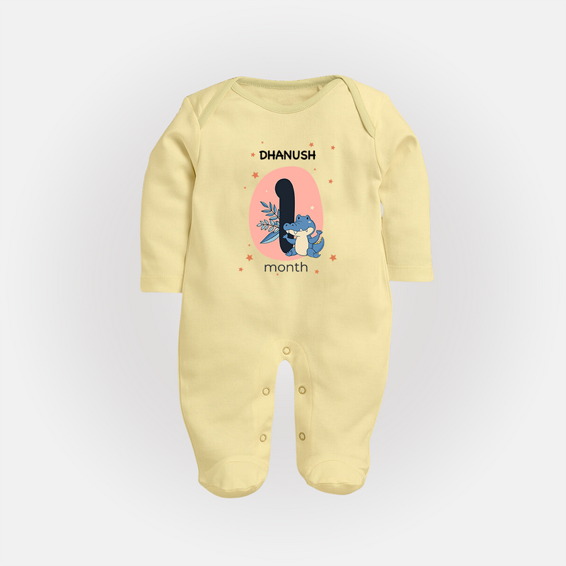 Commemorate This Special Moment With Our Bespoke Baby Sleep Suit, Perfect For 1-Month Celebration - PASTEL YELLOW - New Born (Chest 7.5")