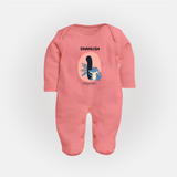 Baby Full Sleeve Bodysuit/ Sleep Suit/ Jumpsuit Birthday Outfit - 1st Month | Personalized Full Sleeve Bodysuit/ Sleep Suit/ Jumpsuit | Cozy Cotton Fabric - PEACH - New Born (Chest 7.5")