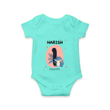Commemorate your little one's 1st month with a customized romper - ARCTIC BLUE - 0 - 3 Months Old (Chest 16")