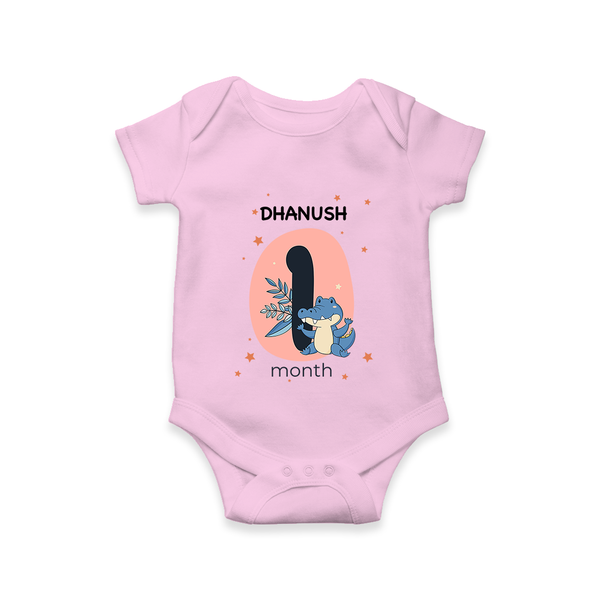 Baby Romper Birthday Outfit - 1st Month | Personalized Bodysuit | Cozy Cotton Fabric - BABY PINK - New Born (Chest 14")