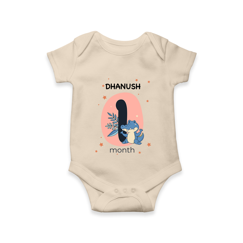 Baby Romper Birthday Outfit - 1st Month | Personalized Bodysuit | Cozy Cotton Fabric - IVORY - New Born (Chest 14")