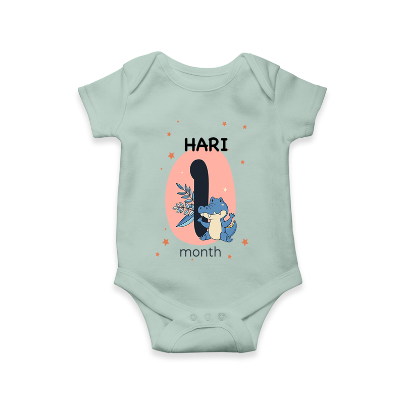 Commemorate your little one's 1st month with a customized romper - MINT GREEN - 0 - 3 Months Old (Chest 16")