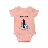 Commemorate your little one's 1st month with a customized romper - PEACH - 0 - 3 Months Old (Chest 16")