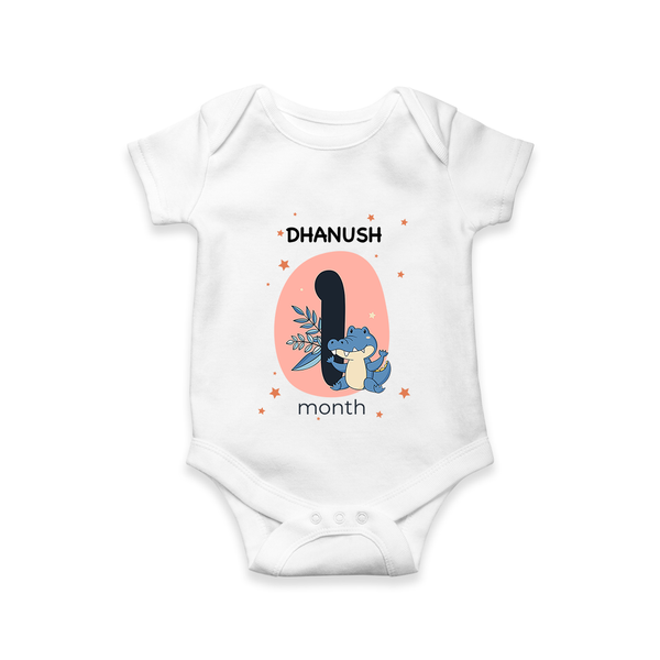 Baby Romper Birthday Outfit - 1st Month | Personalized Bodysuit | Cozy Cotton Fabric - WHITE - New Born (Chest 14")