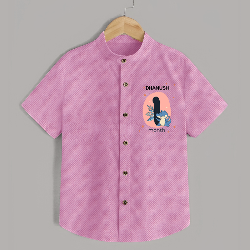 Baby Shirt Birthday Outfit - 1st Month | Personalized Shirt | Cozy Cotton Fabric - BABY PINK - 0 - 6 Months Old (Chest 23")
