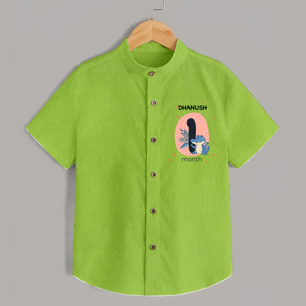 Baby Shirt Birthday Outfit - 1st Month | Personalized Shirt | Cozy Cotton Fabric - LIME GREEN - 0 - 6 Months Old (Chest 23")