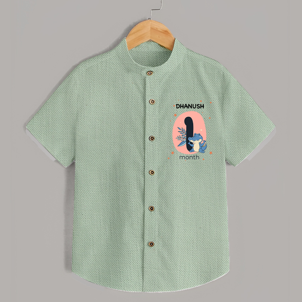 Baby Shirt Birthday Outfit - 1st Month | Personalized Shirt | Cozy Cotton Fabric - MINT GREEN - 0 - 6 Months Old (Chest 23")
