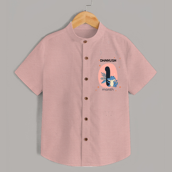 Baby Shirt Birthday Outfit - 1st Month | Personalized Shirt | Cozy Cotton Fabric - PEACH - 0 - 6 Months Old (Chest 23")
