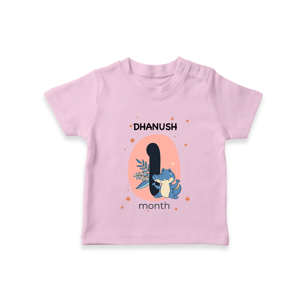 Baby T-Shirt Birthday Outfit - 1st Month | Personalized T-Shirt | Cozy Cotton Fabric - BABY PINK - 0-5 Months Old (Chest 17")