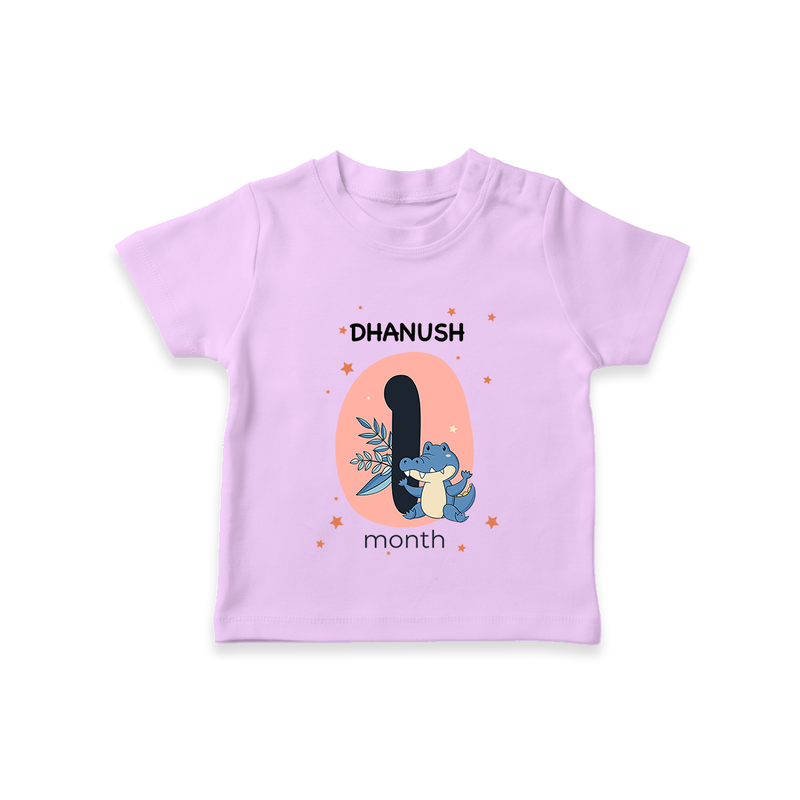 Baby T-Shirt Birthday Outfit - 1st Month | Personalized T-Shirt | Cozy Cotton Fabric - LILAC - 0-5 Months Old (Chest 17")