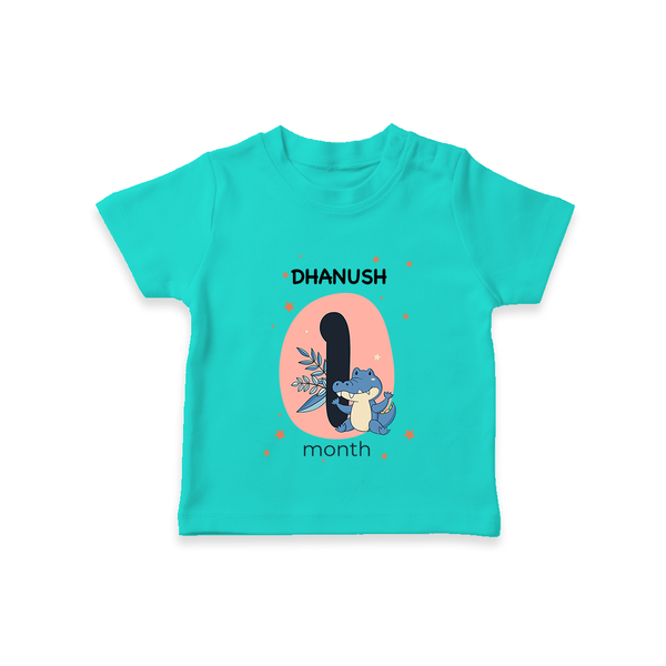 Baby T-Shirt Birthday Outfit - 1st Month | Personalized T-Shirt | Cozy Cotton Fabric - TEAL - 0-5 Months Old (Chest 17")