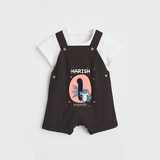 Commemorate your little one's 1st month with a customized Dungaree Set - CHOCOLATE BROWN - 0 - 5 Months Old (Chest 17")