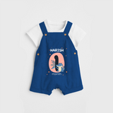 Commemorate your little one's 1st month with a customized Dungaree Set - COBALT BLUE - 0 - 5 Months Old (Chest 17")