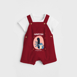 Commemorate your little one's 1st month with a customized Dungaree Set - RED - 0 - 5 Months Old (Chest 17")
