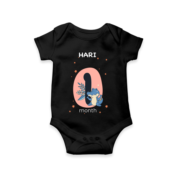 Commemorate your little one's 1st month with a customized romper - BLACK - 0 - 3 Months Old (Chest 16")